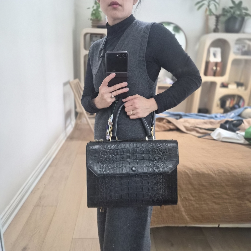 Alexander Wang Chastity Black Croc-Embossed Bag - Picture 9 of 11